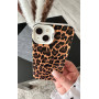 Стильний чохол Leopard для iPhone 13 — біла рамка, відкритий виріз камери